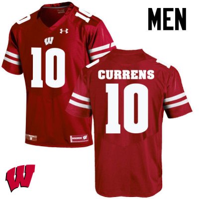 Men's Wisconsin Badgers NCAA #10 Seth Currens Red Authentic Under Armour Stitched College Football Jersey DV31Q06NY